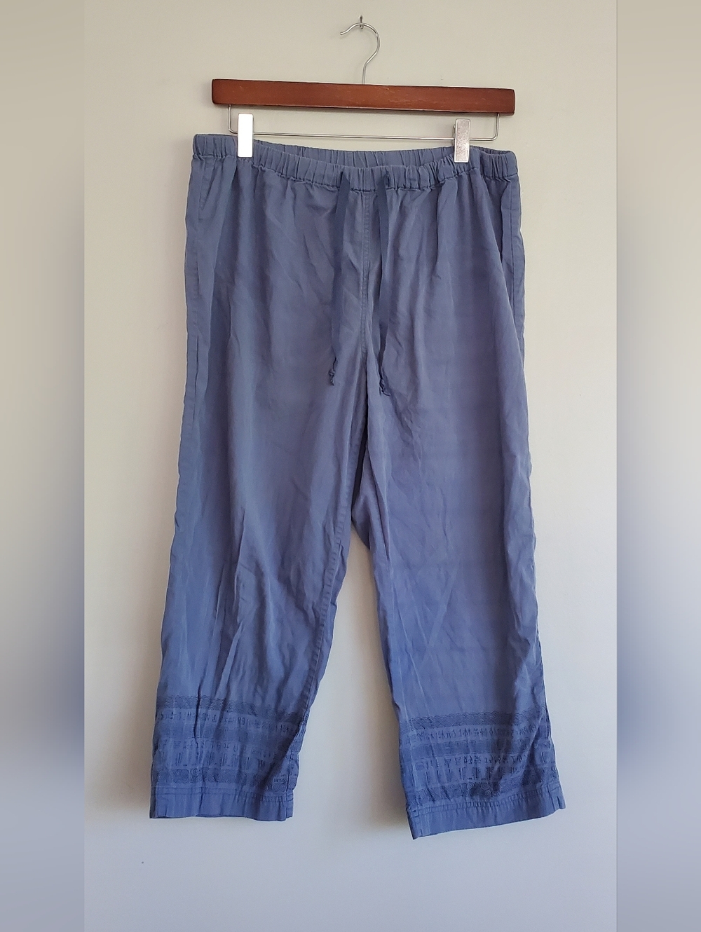 Kavu Slate Blue Drawstring Cotton Pants Size Small
